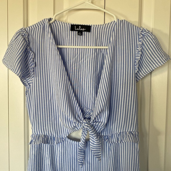 Women’s Seaport Light Blue and White Striped Tie-Front Dress size S - Picture 3 of 4
